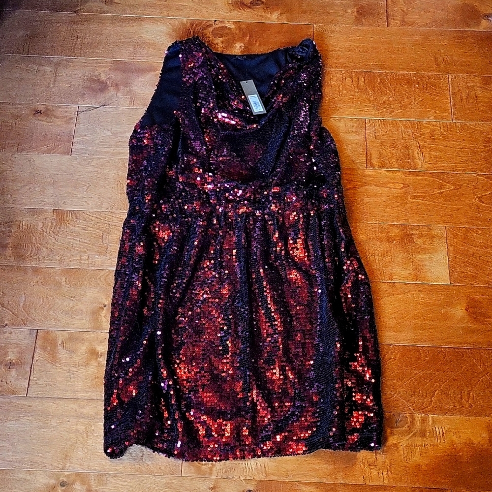 Women's Apt. 9 Metallic Sequin Dress Size XL, Burgundy, New with …